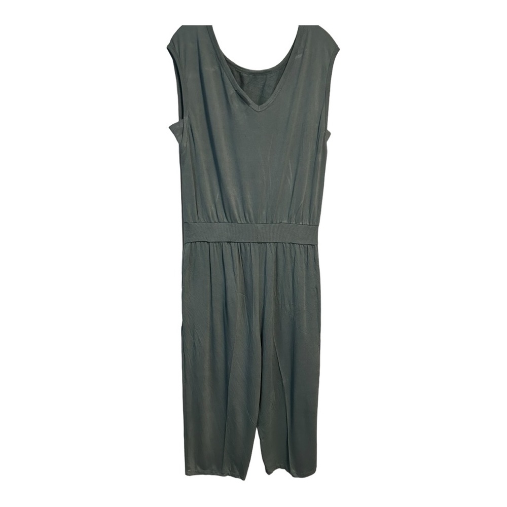 NWOT Frayed Sage Green Slightly Cropped Jumpsuit